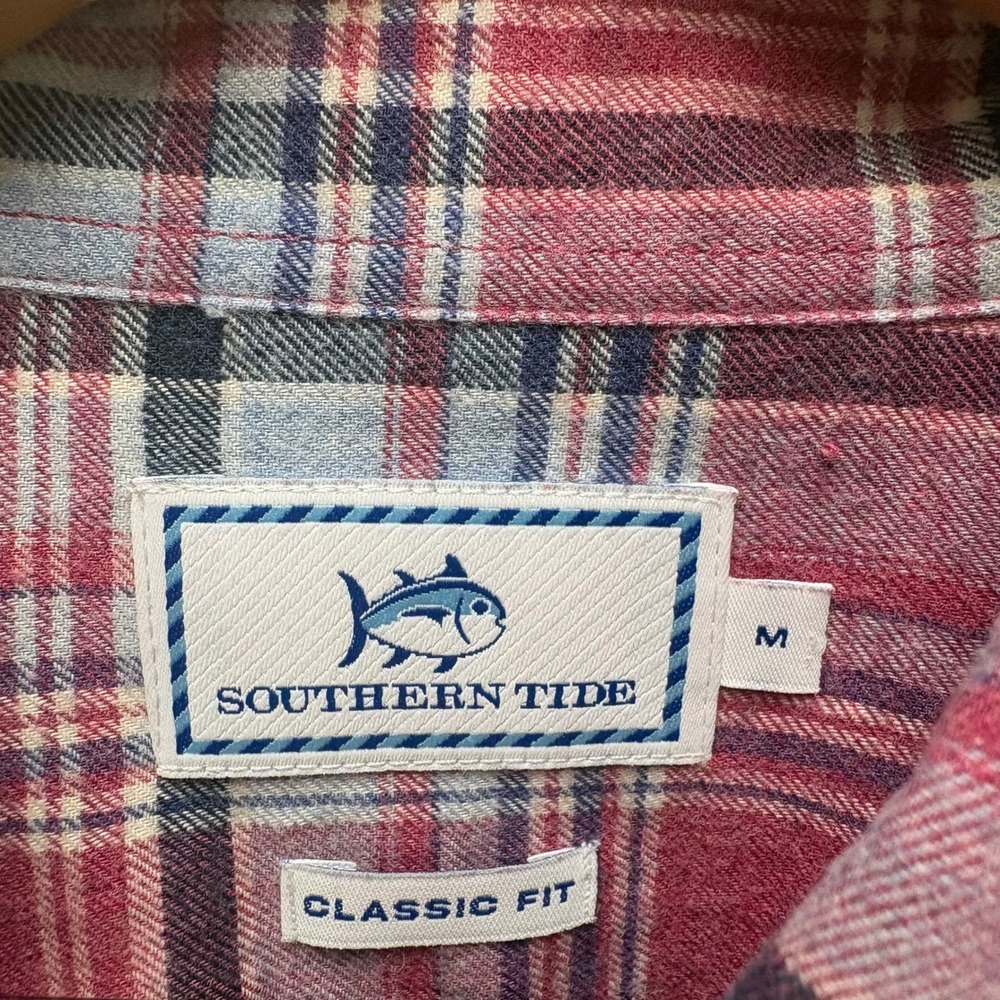 Southern Tide Mens Classic Fit Plaid Button Down Shirt Red Blue Cotton Medium - Picture 4 of 6